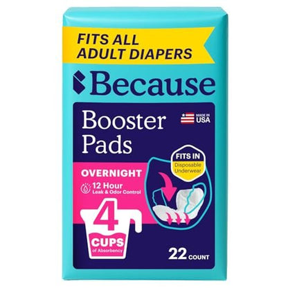 Because Overnight Booster Pads – Zusätzliche Saugfähigkeit für alle Inkontinenzslips, 22 Stück