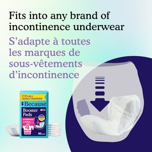Because Overnight Booster Pads – Zusätzliche Saugfähigkeit für alle Inkontinenzslips, 22 Stück