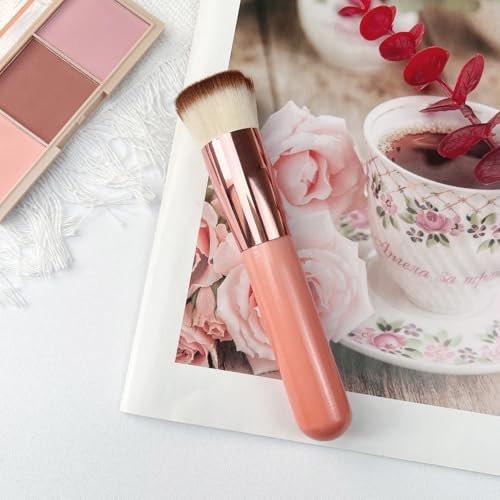 Zoolinn Flachpinsel für Foundation und Selbstbräuner – Professioneller Make-up-Pinsel zum Verblenden und Auftragen (Rosa)