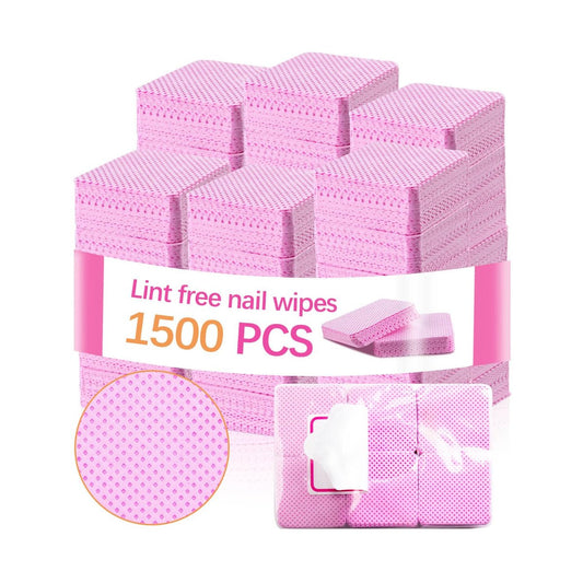 1500 Stück fusselfreie Nageltücher, rosa fusselfreie Nageltücher für Gelnägel, fusselfreier Nagellackentferner-Tuch, Wimpernverlängerungen, Kleber, Nagelreinigungspads