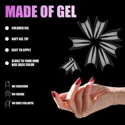 simarro 500 Stück kurze Nagelspitzen, Mandelform halbe Abdeckung Nagelspitzen Nagelverlängerungen transparente Gel-Nägel für Nageltechniker, Anfänger DIY Praxis Kunstdesign zu Hause