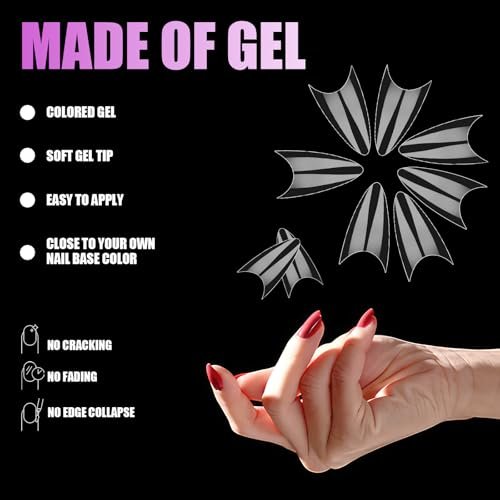 simarro 500 Stück kurze Nagelspitzen, Mandelform halbe Abdeckung Nagelspitzen Nagelverlängerungen transparente Gel-Nägel für Nageltechniker, Anfänger DIY Praxis Kunstdesign zu Hause