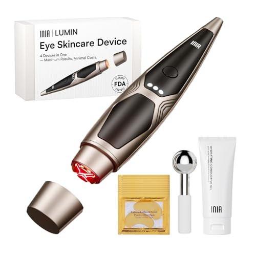 INIA 4-in-1 Augen-Massagegerät: Rote-Licht-Therapie & Wärme gegen Tränensäcke, Augenringe & Schwellungen – Gesichtsstraffung & Hautpflege-Booster