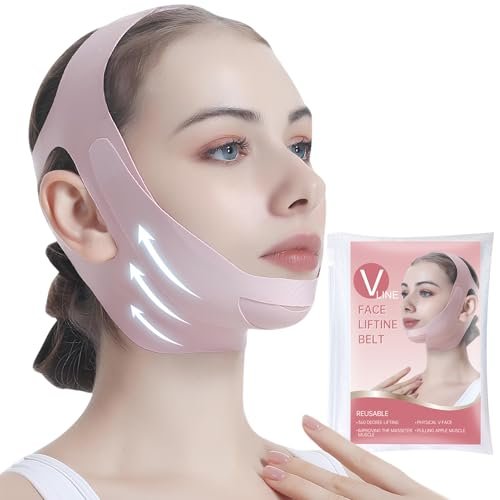 PRAVETTE Gesichts-Lifting-Gürtel – V-Linien-Lifting-Maske Kinnriemen, Gesichtsstraffungsband mit verstellbaren Riemen, V-förmiger Doppelkinn-Reduzierer, 3D-konturiertes Design für Gesichtsformung, Kiefershaper und Schlafhilfe
