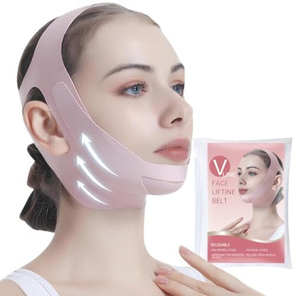 PRAVETTE Gesichts-Lifting-Gürtel – V-Linien-Lifting-Maske Kinnriemen, Gesichtsstraffungsband mit verstellbaren Riemen, V-förmiger Doppelkinn-Reduzierer, 3D-konturiertes Design für Gesichtsformung, Kiefershaper und Schlafhilfe