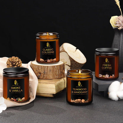 Teakwood & Mahogany Duftkerze, Sojawachs-Kerze mit 50 Stunden Brenndauer, Geschenk für Männer und Frauen