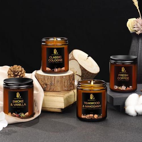 Teakwood & Mahogany Duftkerze, Sojawachs-Kerze mit 50 Stunden Brenndauer, Geschenk für Männer und Frauen