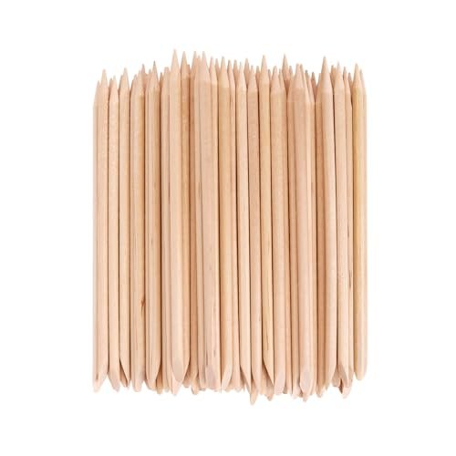 100 Stück Orangenholz-Nagelstäbchen, 11,4 cm Holz-Cuticle-Pusher und -Entferner-Set, doppelseitige Maniküre-Werkzeuge für Zuhause und Salon