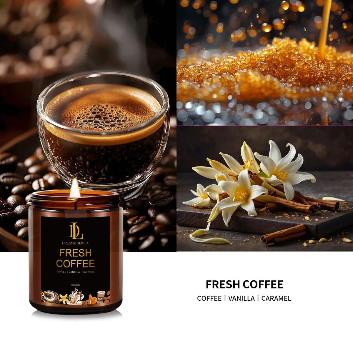Frischer Kaffee Duftkerze, Kaffee Duftkerze, Natürliche Sojakerze für Zuhause, Lange Brenndauer von 50 Stunden, Geschenk für Männer und Frauen