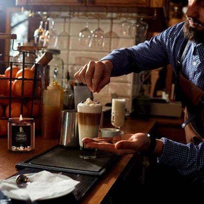 Frischer Kaffee Duftkerze, Kaffee Duftkerze, Natürliche Sojakerze für Zuhause, Lange Brenndauer von 50 Stunden, Geschenk für Männer und Frauen