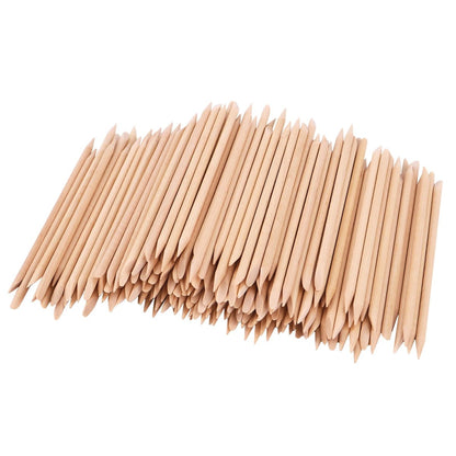200 Stück Orangenholz-Nagelstäbchen, 11,4 cm doppelseitiger Nagelhautschieber und -entferner, Maniküre- und Pediküre-Werkzeug für Nagelkunst