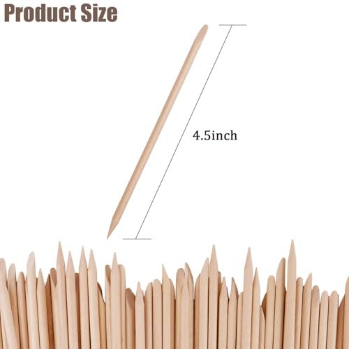 200 Stück Orangenholz-Nagelstäbchen, 11,4 cm doppelseitiger Nagelhautschieber und -entferner, Maniküre- und Pediküre-Werkzeug für Nagelkunst