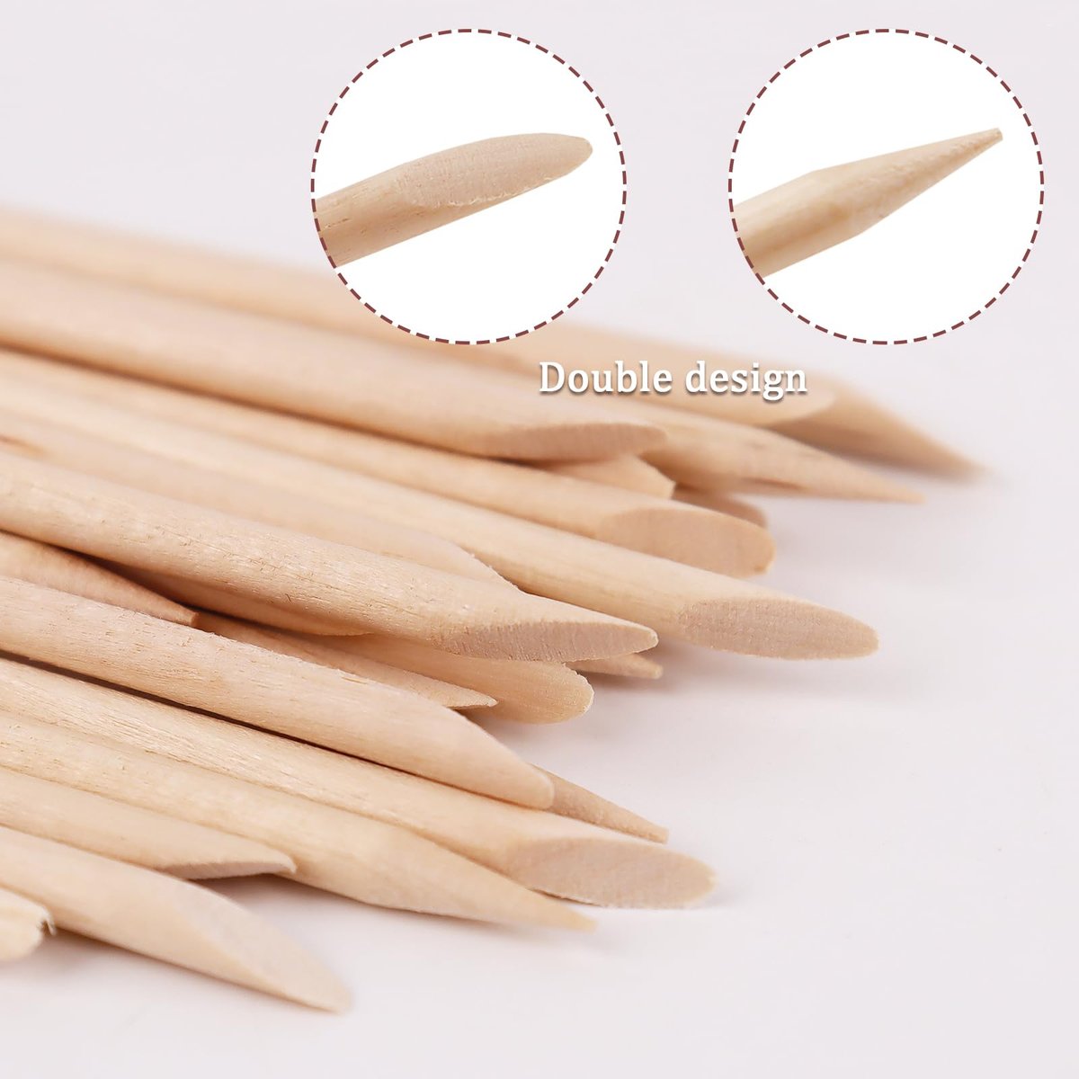 200 Stück Orangenholz-Nagelstäbchen, 11,4 cm doppelseitiger Nagelhautschieber und -entferner, Maniküre- und Pediküre-Werkzeug für Nagelkunst