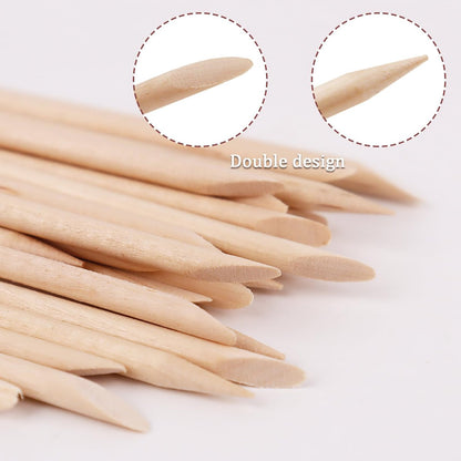 200 Stück Orangenholz-Nagelstäbchen, 11,4 cm doppelseitiger Nagelhautschieber und -entferner, Maniküre- und Pediküre-Werkzeug für Nagelkunst