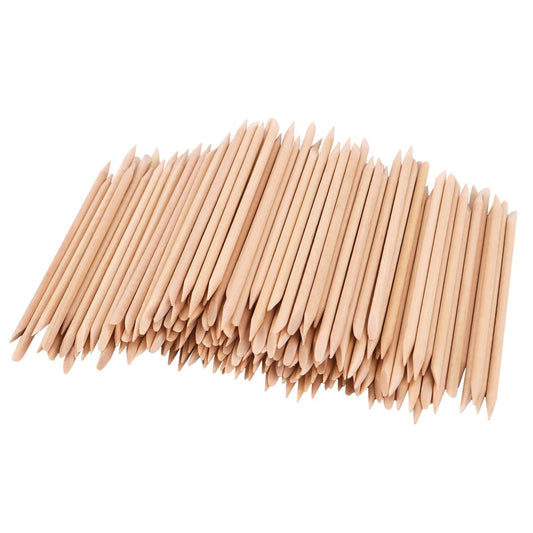 200 Stück Orangenholz-Nagelstäbchen, 11,4 cm doppelseitiger Nagelhautschieber und -entferner, Maniküre- und Pediküre-Werkzeug für Nagelkunst