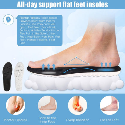 2 Paar - Steppers Einlegesohlen 4D Cloud Massagekissen für Fuß- und Gelenkunterstützung, Memory Foam Einlegesohlen für Damen und Herren (Schwarz, Herren 5-7.5 / Damen 6.5-9)