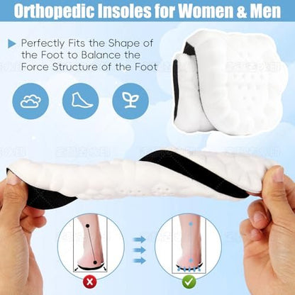 2 Paar - Steppers Einlegesohlen 4D Cloud Massagekissen für Fuß- und Gelenkunterstützung, Memory Foam Einlegesohlen für Damen und Herren (Schwarz, Herren 5-7.5 / Damen 6.5-9)