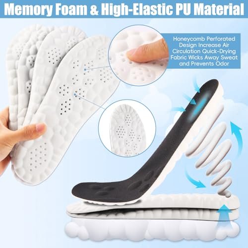2 Paar - Steppers Einlegesohlen 4D Cloud Massagekissen für Fuß- und Gelenkunterstützung, Memory Foam Einlegesohlen für Damen und Herren (Schwarz, Herren 5-7.5 / Damen 6.5-9)