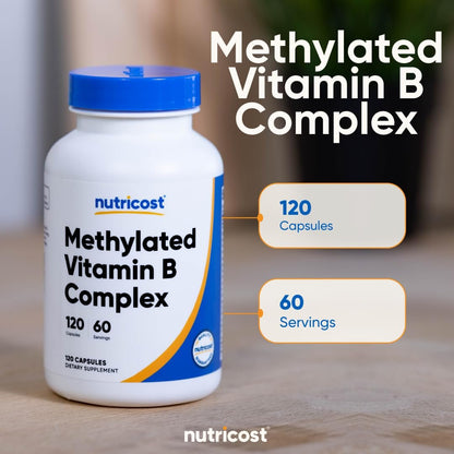 Nutricost Methyliertes Vitamin B Komplex 120 Kapseln - 60 Portionen, Glutenfrei