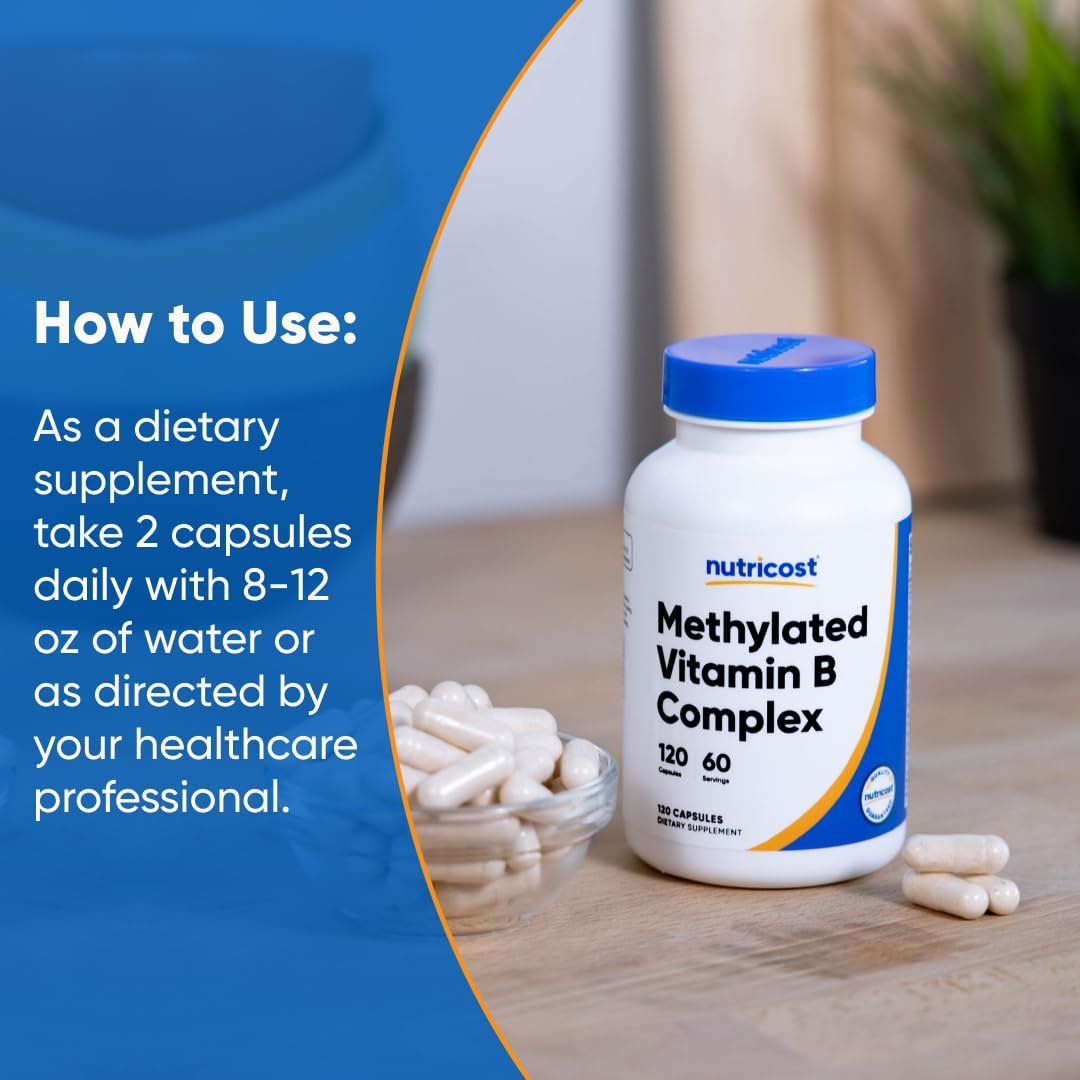 Nutricost Methyliertes Vitamin B Komplex 120 Kapseln - 60 Portionen, Glutenfrei