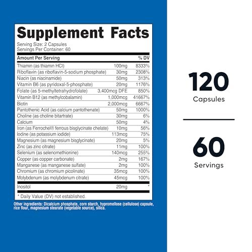 Nutricost Methyliertes Vitamin B Komplex 120 Kapseln - 60 Portionen, Glutenfrei