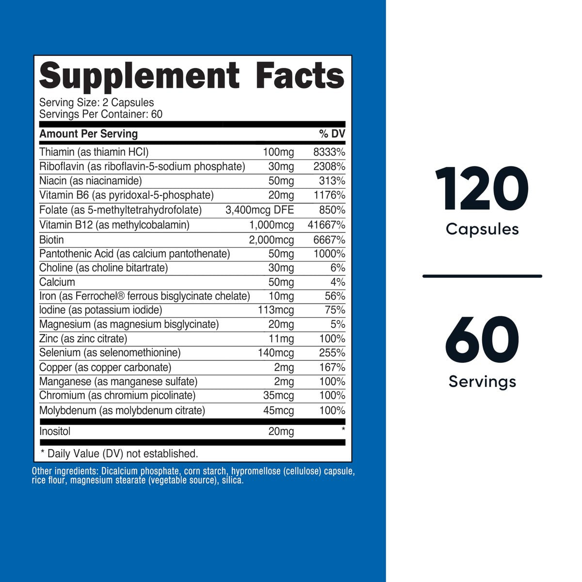 Nutricost Methyliertes Vitamin B Komplex 120 Kapseln - 60 Portionen, Glutenfrei