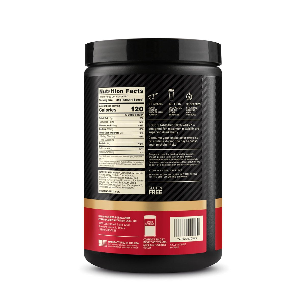 Optimum Nutrition Gold Standard 100% Whey Proteinpulver, Zimtschnecke, 0,68 kg (1er-Pack)