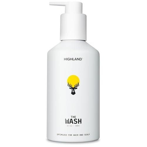 Highland The Wash – Shampoo-Alternative für Haar & Kopfhaut mit Botanicals für geschädigte Strähnen, Regeneration & gesünderes Haarwachstum – Feuchtigkeitsspendender & nährender Reiniger – Duft nach Wild Minze Sandelholz – 300 ml