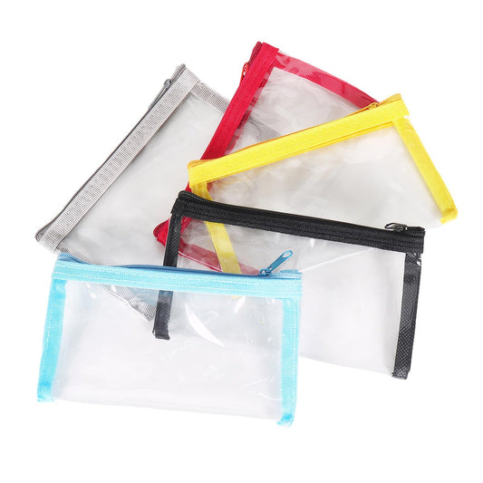 PKRFCJ 5er-Set kleine durchsichtige Kosmetiktaschen, Mini Aufbewahrungstäschchen aus Kunststoff mit Reißverschluss für Handtasche, wasserdichte Taschen für Make-up, Schmuck und Essentials, 5 Farben, 16 x 9 cm