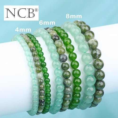 NCB 3-teiliges 8 mm Naturkristall-Edelstein-Armband-Set – Grüner Jade, Grüner Aventurin, Taiwan Jade handgefertigte Reiki-Energie-Heil-Schmuck für Meditation, Yoga, Unisex