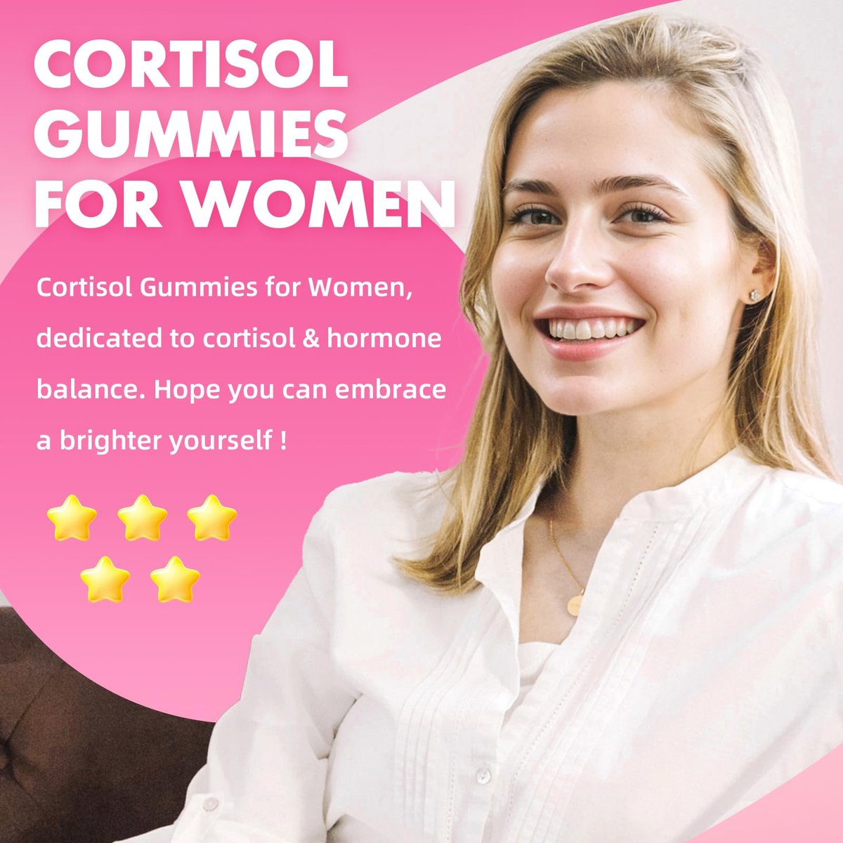 Cortisol Gummies für Frauen, Cortisol-Ergänzungsgummis mit Magnesium, Ashwagandha, Rhodiola Rosea und L-Theanin-Komplex für Entspannung und Fokus, Zzz-Unterstützung, Himbeergeschmack, 60 Stück