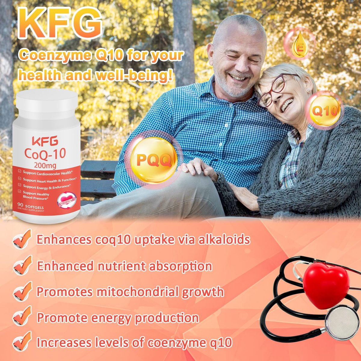 KFG CoQ10 200mg Weichkapseln – Coenzym Q10 für Herzgesundheit, Immunsystem & Zellenergie, glutenfrei