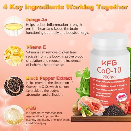 KFG CoQ10 200mg Weichkapseln – Coenzym Q10 für Herzgesundheit, Immunsystem & Zellenergie, glutenfrei