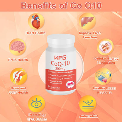 KFG CoQ10 200mg Weichkapseln – Coenzym Q10 für Herzgesundheit, Immunsystem & Zellenergie, glutenfrei