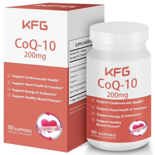 KFG CoQ10 200mg Weichkapseln – Coenzym Q10 für Herzgesundheit, Immunsystem & Zellenergie, glutenfrei
