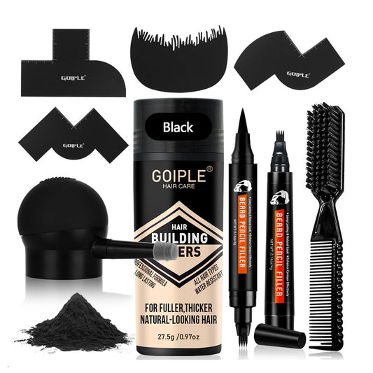 WOZUTUNT Bartstift wasserfest – Bartfüllstift mit Bürste, langanhaltende Deckkraft, natürlicher Finish, Schwarz – für Herren, zum Auffüllen, Reparieren und Formen von Barthaaren