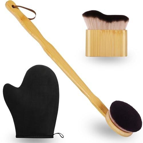 3-in-1 Selbstbräuner-Handschuh, Pinsel & Applikator – Kabuki-Bürste für Körper, Rückenauftrag, gleichmäßige Bräune ohne Streifen