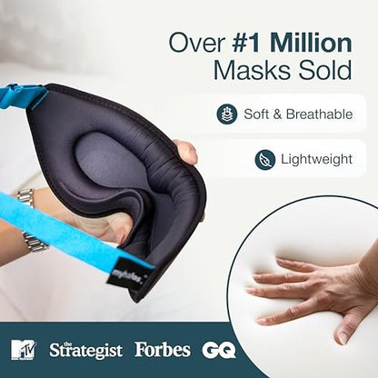 MyHalos® Schlafmaske – 3D Verdunkelungsmaske für Frauen & Männer, Seiten- und Rückenschläfer, Null Druck Memory-Schaum, Wimpernfreundlich, Atmungsaktiv, Ausgezeichnete Schlafhilfe für Reisen (Schwarz, 2er-Pack)