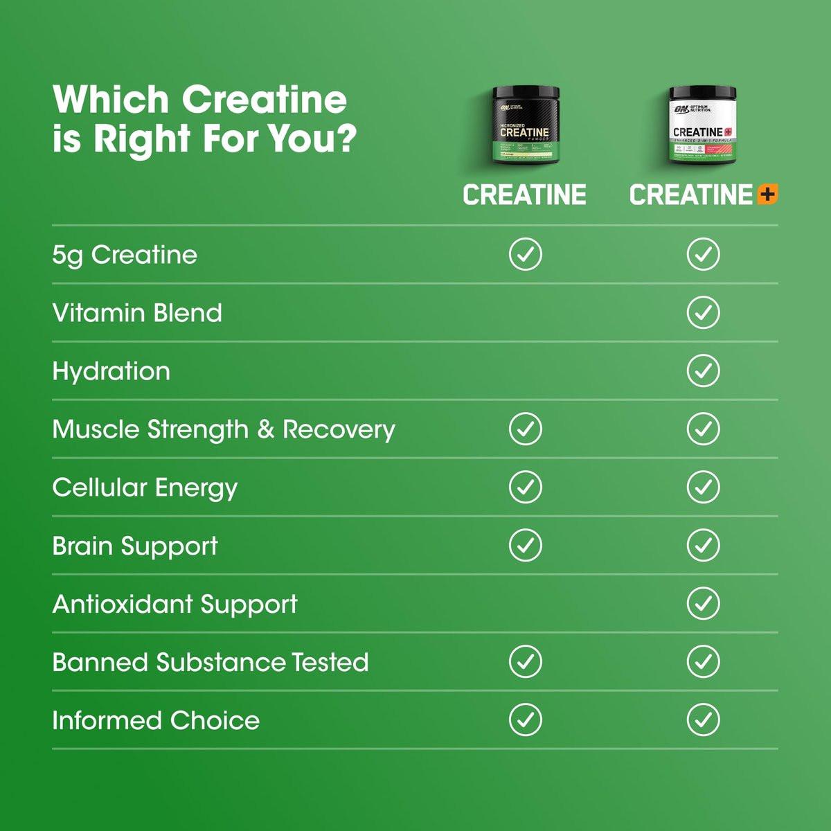 Optimum Nutrition Creatine Monohydrat Plus Pulver – Erdbeer-Pfirsich-Geschmack, Kreatin-Performance-Mischung mit Elektrolyten für Hydration, zusätzliche Vitamine, 40 Portionen, 360 g (Verpackung kann variieren)