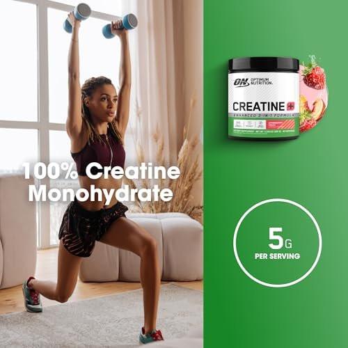 Optimum Nutrition Creatine Monohydrat Plus Pulver – Erdbeer-Pfirsich-Geschmack, Kreatin-Performance-Mischung mit Elektrolyten für Hydration, zusätzliche Vitamine, 40 Portionen, 360 g (Verpackung kann variieren)