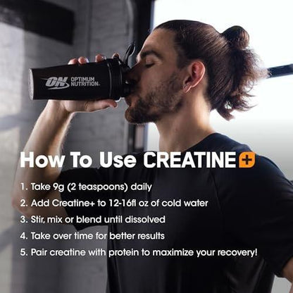 Optimum Nutrition Creatine Monohydrat Plus Pulver – Erdbeer-Pfirsich-Geschmack, Kreatin-Performance-Mischung mit Elektrolyten für Hydration, zusätzliche Vitamine, 40 Portionen, 360 g (Verpackung kann variieren)