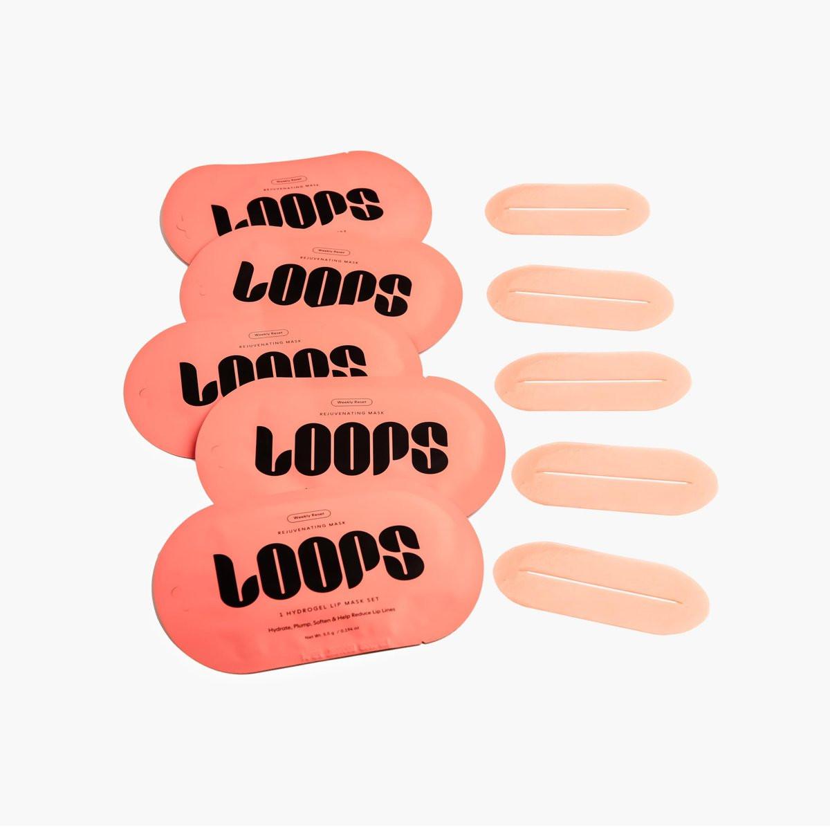 LOOPS Weekly Reset Hydrogel Korean Lip Mask – Super Hydrierende Maske für feuchtigkeitsspendende Lippen – Verjüngt und reduziert Anzeichen von Schwellungen – Lippenplumping-Maske – Kühlende und erfrischende Kollagen-Lippenmaske – 5 Stück