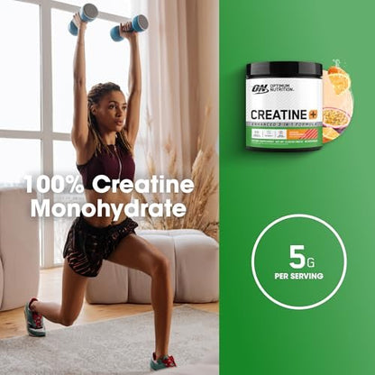 Optimum Nutrition Creatine Monohydrat Plus Pulver – Orangen-Passionsfrucht Geschmack, mit Elektrolyten & Vitaminen, 40 Portionen, 360 g