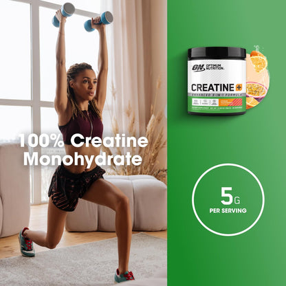 Optimum Nutrition Creatine Monohydrat Plus Pulver – Orangen-Passionsfrucht Geschmack, mit Elektrolyten & Vitaminen, 40 Portionen, 360 g