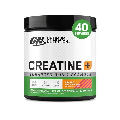 Optimum Nutrition Creatine Monohydrat Plus Pulver – Orangen-Passionsfrucht Geschmack, mit Elektrolyten & Vitaminen, 40 Portionen, 360 g