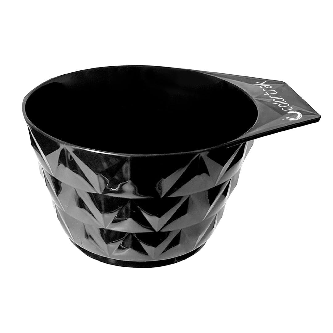 Colortrak XL Black Diamond Easy Grip Schüssel mit Messmarkierungen und rutschfestem Gummiboden für einfachen Halt und Auslaufsicherheit – Friseur-Schüssel, Haarfarben-Mischschüssel