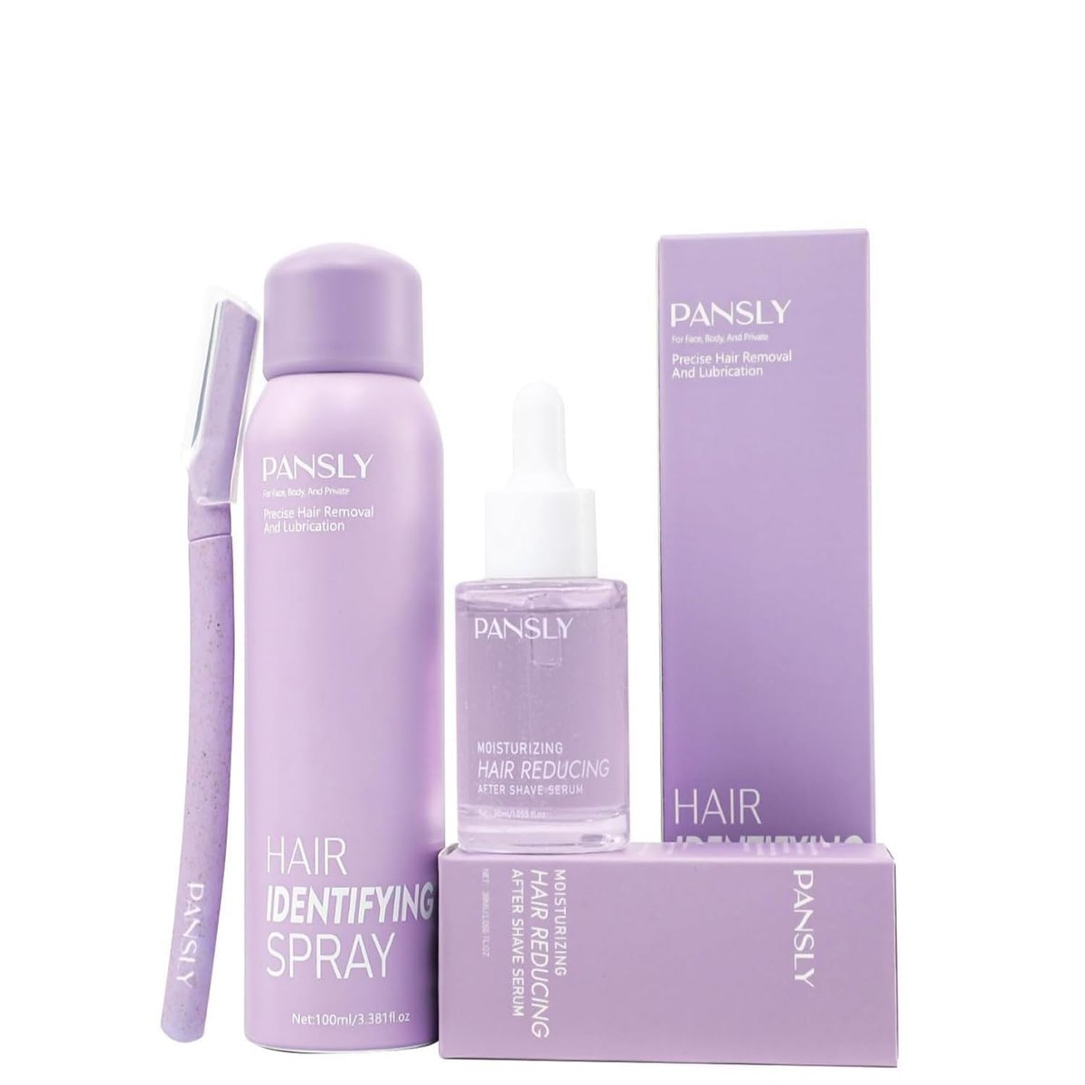 PANSLY Haar-Identifizierungs-Spray-Set – Gesichtshaar-Erkennungsspray (100 ml) mit After-Shave-Serum (30 ml) für Frauen und Männer – Feuchtigkeitsspendend & Hautglättend für die Dermaplaning-Vorbereitung