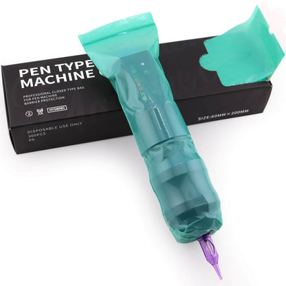 300 Stück Tattoo Maschinenabdeckungen versiegelbar - 2,4×8 Zoll Jungle Green Tattoo Pen Abdeckungen Maschinenbeutel Hüllen für Patronen-Tätowiermaschine - Professionelle Tattoo-Zubehör
