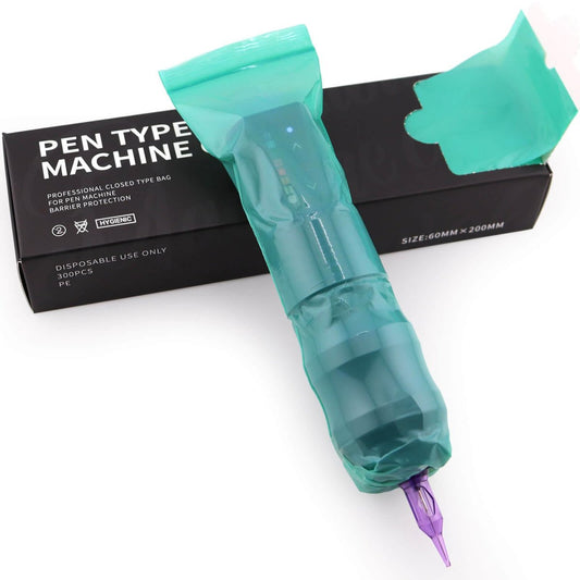 300 Stück Tattoo Maschinenabdeckungen versiegelbar - 2,4×8 Zoll Jungle Green Tattoo Pen Abdeckungen Maschinenbeutel Hüllen für Patronen-Tätowiermaschine - Professionelle Tattoo-Zubehör