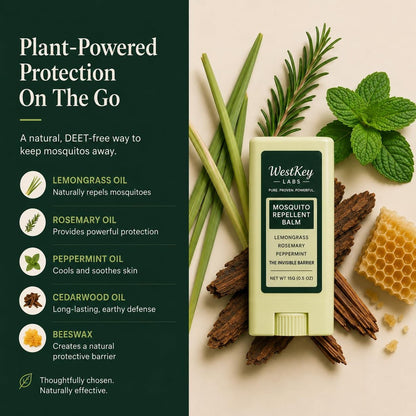 WestKey Labs Mückenstift – 3er-Pack (je 14 g) – DEET-freier, pflanzlicher Insektenschutz für Kinder & Erwachsene – Natürlicher Schutz, Reisefreundlich, Sicher für den Außenbereich